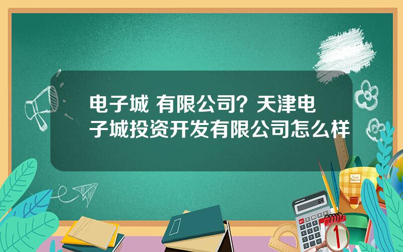 电子城 有限公司？天津电子城投资开发有限公司怎么样
